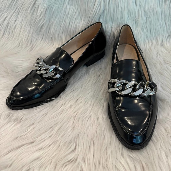 ZARA Chunky Chain Loafers Slip On Flats Faux Leather Shoes, Black - Picture 7 of 11